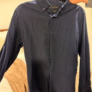 Massimo Dutti Navy Corduroy Button Down Shirt